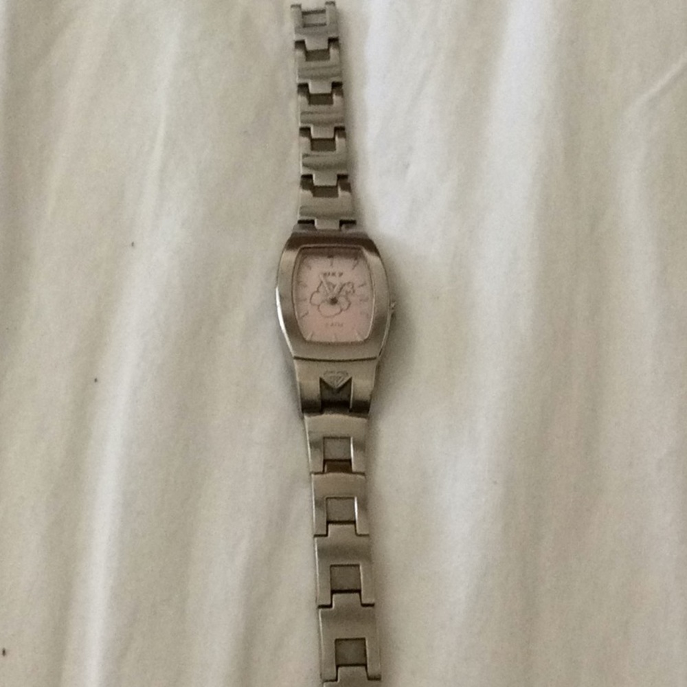 Roxy ladies watch. Silver with pink face.